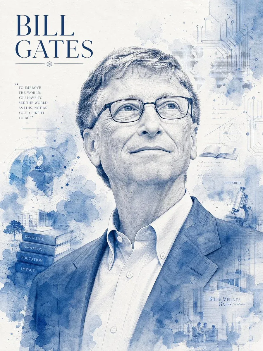 Monochromatic Bill Gates Portrait