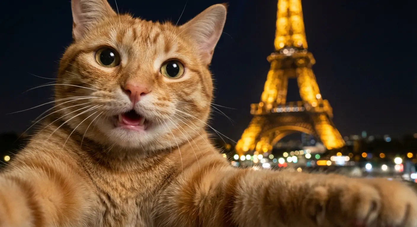 Cat Selfie at Eiffel Tower (#nb_35)