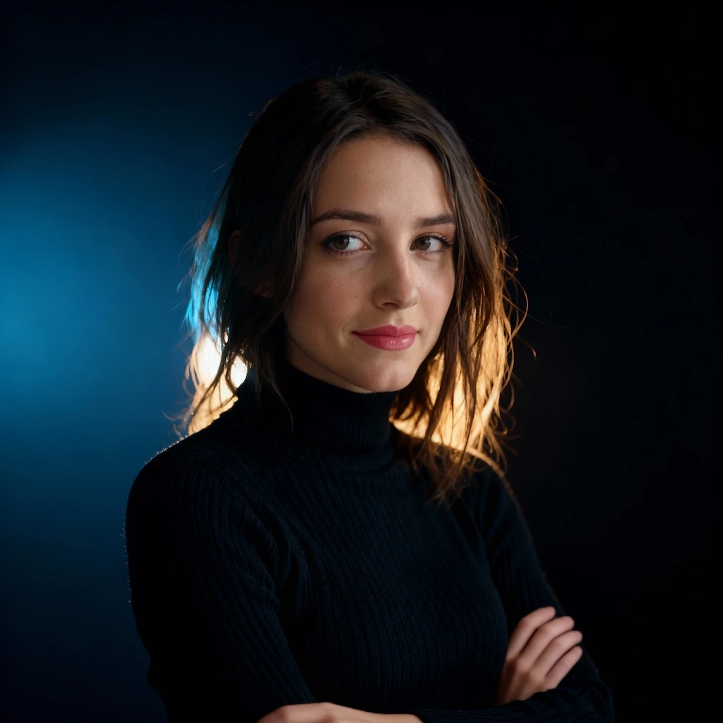Studio Portrait with Cinematic Lighting and Contrast (#nb_26)