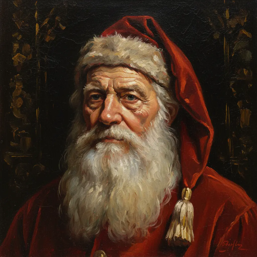 Old Santa Claus Portrait, Classical Oil Painting Style (#nb_19)