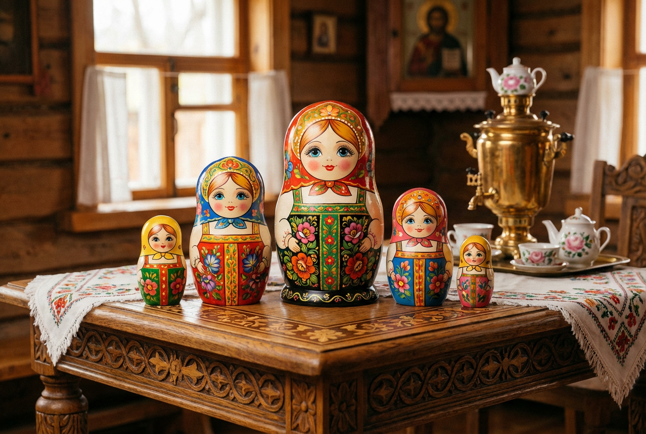 Cute Q-version Russian nesting doll (Girl with a Pearl Earring) (#pic_192)