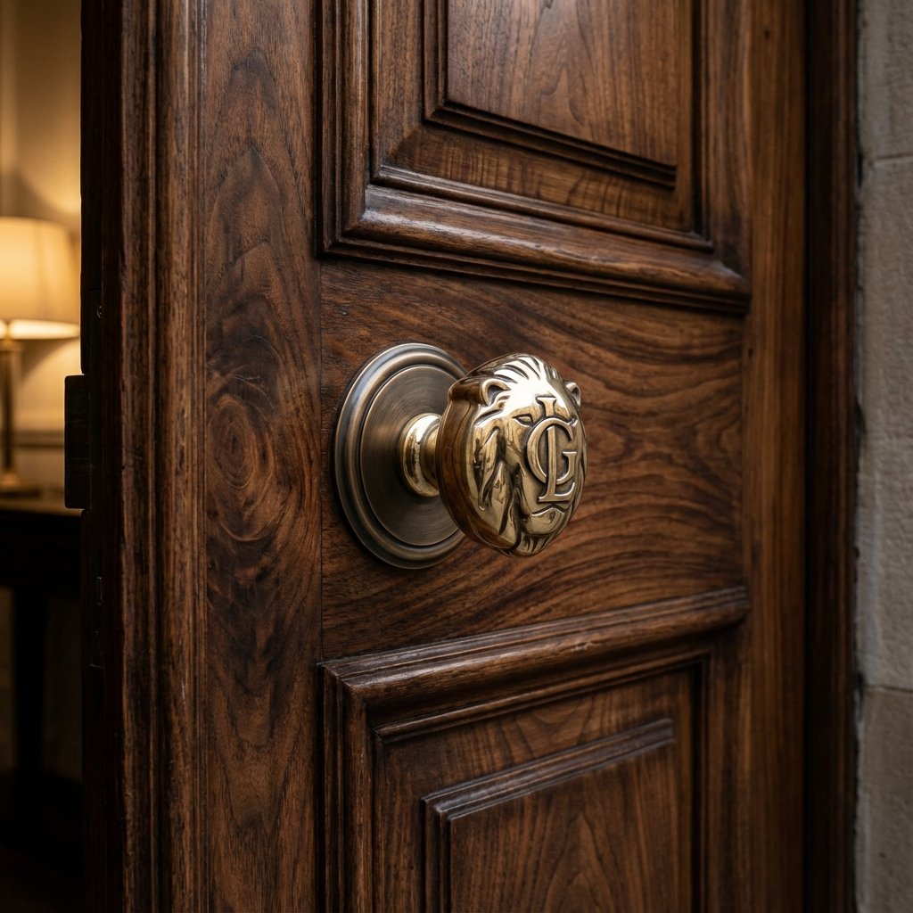 A close-up photograph of a luxurious wooden door (#pic_274)