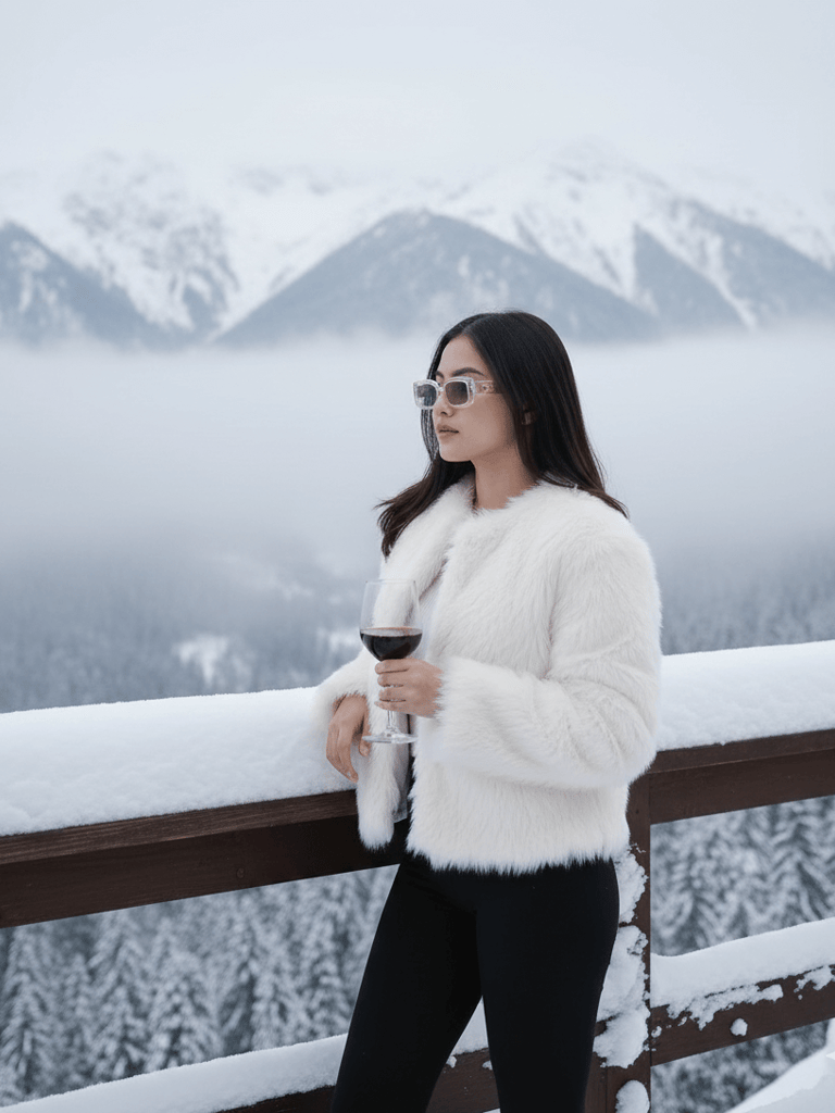 Woman enjoys snowy view (#pp_32)