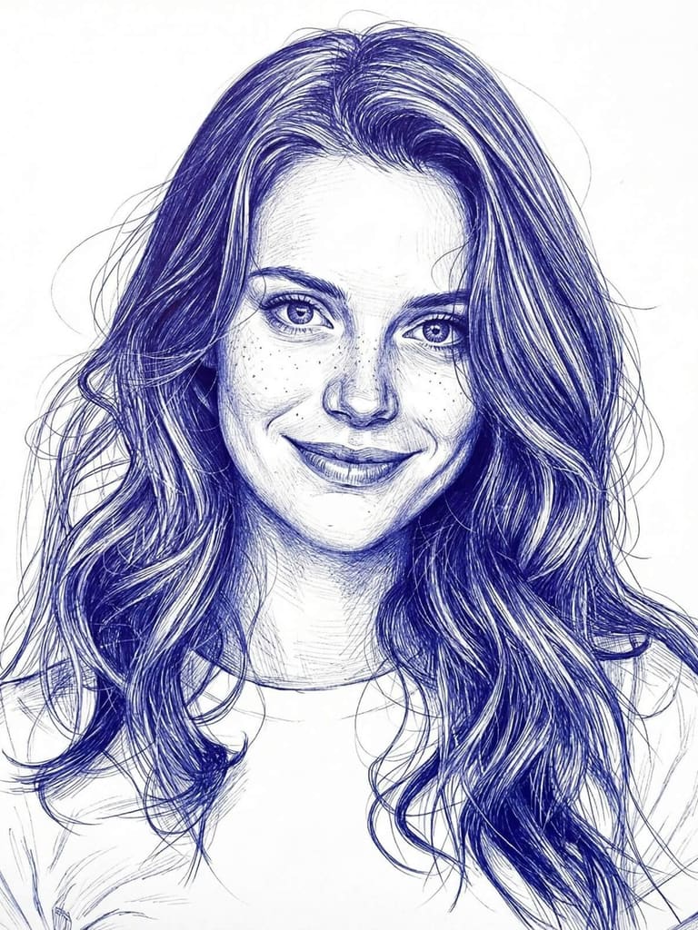 Blue Ballpoint Portrait (#pp_231)