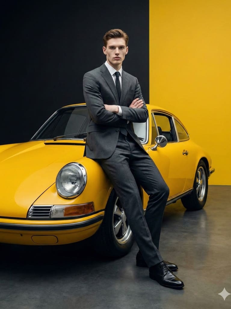 Grey Suit on Vintage Yellow (#pp_402)