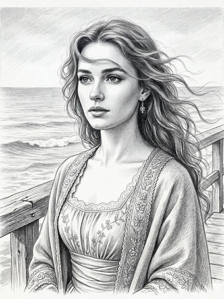 Vintage Ocean Portrait Sketch (#pp_796)