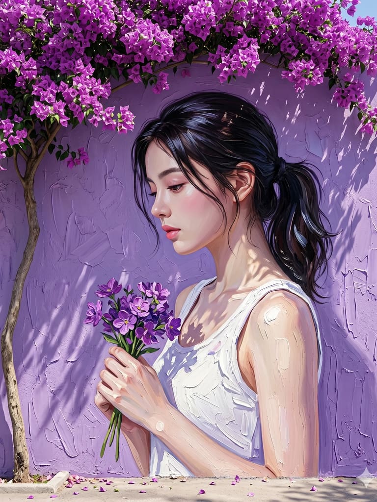 Impasto Portrait in Shades of Purple (#pp_817)