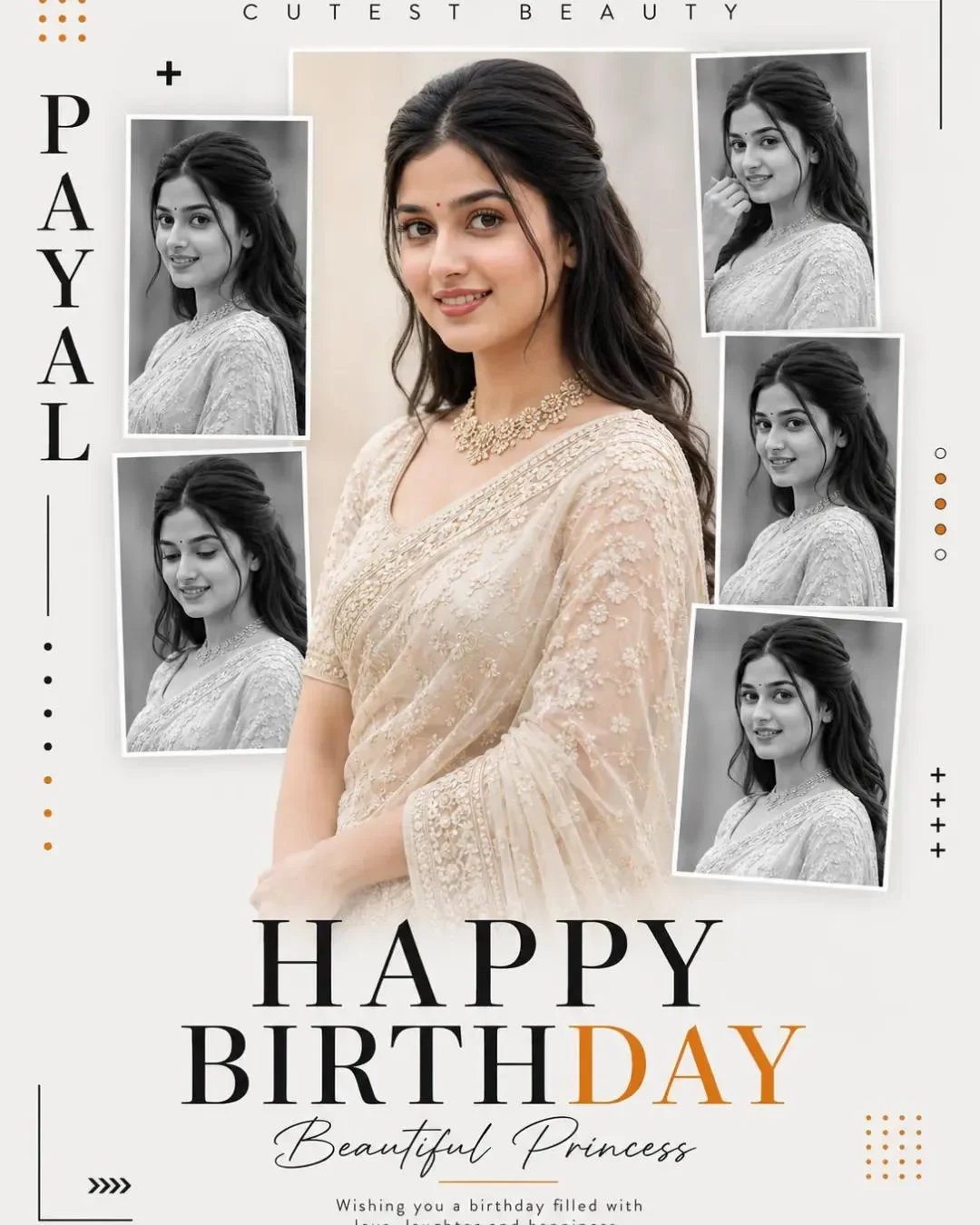 Elegant Indian Woman Birthday Collage