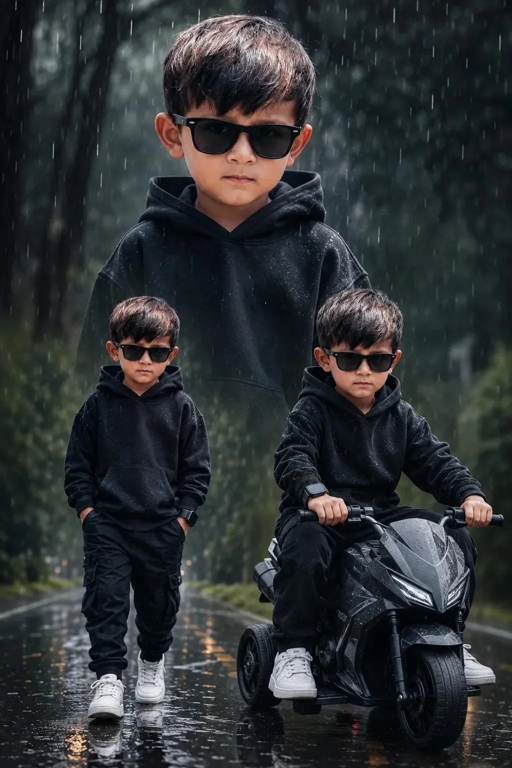 Realistic boy collage